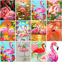 Pintura com diamantes flamingo 5d, faça você mesmo, animais em ponto cruz, broca completa, redonda, diamante, bordado, strass, arte, decoração de casa 2024 - compre barato