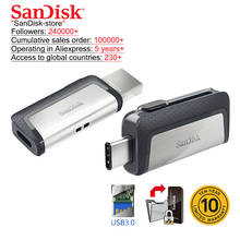 Sandisk 128GB Extrema alta velocidade Tipo-C USB3.1 64 Dupla OTG USB Flash Drive Pen Drives GB 256GB 130 M/S 32 PenDrives GB 2024 - compre barato