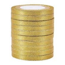 22Meter/Roll Christmas Wedding Gift Wrapping Ribbons Bow for Crafts DIY Gold Glitter Organza Ribbons Sewing Clothing Decoration 2024 - buy cheap