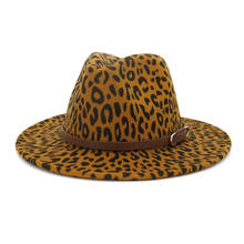 2020 Wool Felt Jazz Fedora Hats Men Women Leopard Grain Band Decor Trilby Panama Formal Hats 56-60cm Cap 2024 - buy cheap