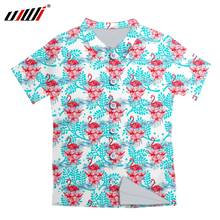 UJWI-camisa informal de grulla azul con estampado 3D para hombre, Tops de manga corta con botones, camiseta hawaiana holgada de moda para playa, novedad de 2020 2024 - compra barato