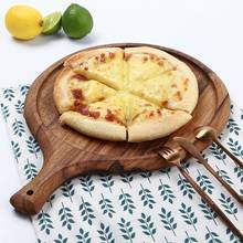 Cozinha placa de pizza de madeira maciça ferramentas de cozimento pizza pan alça redonda bandeja de pedra placa de corte bolo sobremesa assadeira lb82018 2024 - compre barato