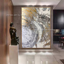 100% Handmade Modern Abstract Wall Art Acrylic Pictures Hand Painted Gold Foil Brown Landscape New Canvas Oil Painting 2024 - buy cheap