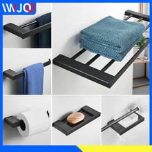 Bathroom Stainless Steel Towel Holder Black Towel Rack Hanging Holder Double Towel Bar Ring Coat Hook Rack Toilet Paper Holder 2024 - buy cheap