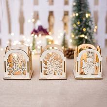 Candelabro de madera para decoración del hogar, faroles decorativos de Navidad con colgante, árbol de Navidad, regalo de boda 2024 - compra barato