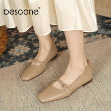 Bescone sapato feminino couro premium, de alta qualidade, com fivela quadrada, confortável, conciso, para escritório 2024 - compre barato