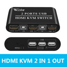 2x1hd kvm switch 2 portas 4k, comutador usb kvm 2x1 com caixa separadora para compartilhamento de impressora, teclado e mouse, kvm switch hdmi-compatível 2024 - compre barato