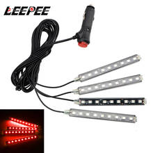 LEEPEE Dash Floor Foot Strip Lights Auto Decorative Lamp Cigarette Lighter Adapter 9 LED 4 In 1 Car Interior Atmosphere Lights 2024 - buy cheap