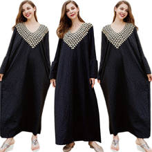 Spring Fashion Women Muslim Kaftan Abaya Long Dress Arab V-neck Dubai Casual Turkish Middle East Long Sleeve Vestido Plus Size 2024 - buy cheap