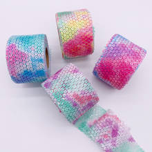 5 yards Colorful Tie Dye Gradient Sequin Organza Stain Ribbon DIY Sewing Material Party Cake Gift Bow Packing Decor 2024 - buy cheap