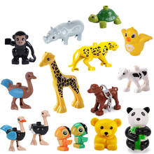 Figuras de brinquedo em tamanho grande, animais de avestruz, pinguim, gato, panda, pássaro, cabra, cão, dinossauro, raposa, blocos de construção, animais do zoológico, fazenda 2024 - compre barato