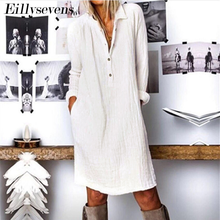 Women Cotton Linen Dress Sleeveless Xxl Plus Size Tunic Dress Pockets White Loose Shirt Dress White Long Sleeve Dresses 2024 - buy cheap