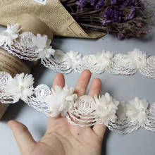 10X Ivory Pearl Chiffon Flower Embroidered Lace  Trim Ribbon Floral Applique Fabric Handmade DIY Wedding Dress Sewing Craft 2024 - buy cheap