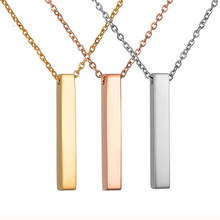 Rose Gold Silver Color Four Sides Square 3D Bar Necklace Stainless Steel Chain Pendant Women/Men Jewelry Gifts 2024 - buy cheap