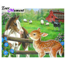 Ever Moment Diamond Painting Mosaic Horse Deer Farm Full Square Cross Stitch Picture Of Rhinestone Diamond Embroidery ASF1780 2024 - buy cheap