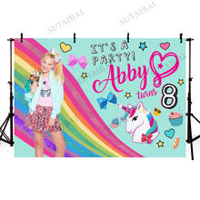 Pano de fundo personalizado para festa de aniversário, fotografia, vinil, jojo siwa, arco-íris, unicórnio, cupcakes, faixas de fundo 2024 - compre barato