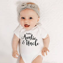 Hello Auntie Uncle Newborn Girl Boy Baby Clothes High Quality Cute Short Sleeve Baby Rompers Roupas Infantil Costumes 2024 - buy cheap