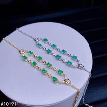 KJJEAXCMY fine jewelry natural Emerald 925 sterling silver new women hand bracelet support test luxury 2024 - buy cheap