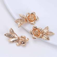 (1630)4PCS 14.5x28mm 24K Champagne Gold Color Plated Brass Rose Flower Charms Pendants High Quality Diy Jewelry Accessories 2024 - buy cheap