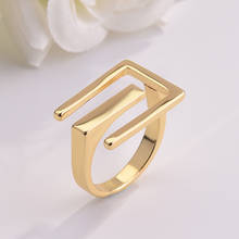 QMHJE геометрическое кольцо золотого цвета металлическое минималистичное ювелирное изделие женское кольцо на палец свадебное обручальное модное Стильное панк 2024 - купить недорого