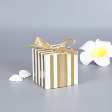 Caja de bombones de boda, paquete para hornear, Mini caja de regalo a rayas, para fiesta de boda, invitaciones, 10 unids/bolsa 2024 - compra barato