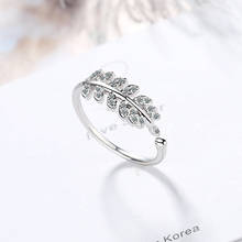 Korean female Ring 925 Sterling Silver Sparkling Dancing Leaves Leaf with CZ Wedding opening ring for Women Jewelry Anel Gift 2024 - buy cheap