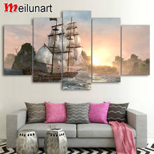 Sailing boat sunset scenery 5 piece diy diamond painting kits full square round diamond embroidery sale wall decoration AS1100 2024 - buy cheap