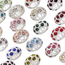 100Pcs Mixed Color Alloy Rhinestone European Beads Large Hole Rondelle Beads Charms For DIY Bracelets Jewelry Making 11x6mm 2024 - buy cheap