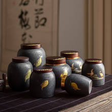 Японские керамические Ретро чайные кадки с деревянной крышкой, фарфоровая чайная канистра, герметичная банка для специй, емкость для хранения конфет, пищевой контейнер 2024 - купить недорого