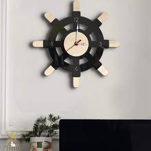 Reloj de pared de madera náutica, timón creativo de estilo nórdico, silencioso, acrílico transparente, decoración de timón de volante de velero f 2024 - compra barato