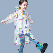 Transparent Rainbow Edge Kids Raincoat Waterproof EVA Children Rain Coat Windproof Rain Jacket Poncho Hat Kindergarden Rain Gear 2024 - buy cheap