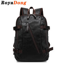 Mochila de piel sintética para hombre, a la moda Vintage bolso de viaje, mochila de adolescente negra, 2021 2024 - compra barato