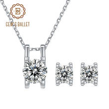 Gem's ballet conjunto de jóias 925 prata esterlina moissanite jóias feminino forma redonda jóias brincos pingente moissanite diamante 2024 - compre barato