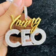 Iced Out Bling 5A Baguette Cubic Zirconia Big Young CEO Charm Pendant Necklace For Hip Hop Fashion Men Tennis Chain Jewelry Gift 2024 - buy cheap