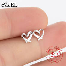 Real 925 Sterling Silver Hollow Heart Earrings For Women New Brand Tiny Twist Heart Fashion Ear Cuff Piercing Earring Gift 2024 - buy cheap