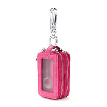 Chave Do Carro de Couro genuíno Das Mulheres Carteiras Titular Governanta Das Senhoras Organizador Chaves Keychain Zipper Chave Caso Saco Chave Da Bolsa Da Bolsa 2024 - compre barato