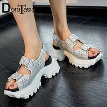 DORATASIA-Sandalias de plataforma con diamantes de imitación para mujer, zapatos femeninos de marca de diseñador, cómodos, con cuñas, a la moda, para verano 2024 - compra barato