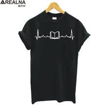 Camisetas con estampado de latido del corazón para mujer, ropa informal divertida de verano, Harajuku, 100% algodón 2024 - compra barato