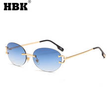 Hbk moda redonda sem aro óculos de sol das mulheres dos homens 2021 novas chegadas ouro gradiente lente sem moldura design da marca alta qualidade uv400 2024 - compre barato