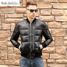 100% Real Leather Jacket Men's Winter Sheepskin Duck Down Coat Men Clothes 2020 Korean Genuine Leather Jacket Hiver 1927 2024 - buy cheap
