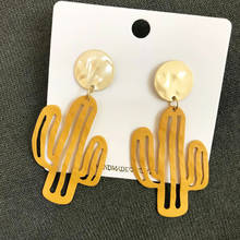 Women Statement Big Hanging Earrings Long Dangle Cute Korean Drop Earrings Cactus Pendant Female Jewelry 2024 - compre barato