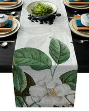 Camino de mesa rústico de planta Camellia, decoración para el hogar, comedor, boda, fiesta de navidad 2024 - compra barato