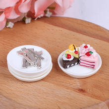 4Pcs 1/12 1/6 Dollhouse Miniature Cakes Plate Knife Fork Dolls House Accessories 2024 - buy cheap