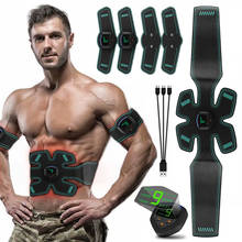 Estimulador elétrico recarregável para músculo abdominal, com USB, para massagem de emagrecimento, treinador unissex EMS, com LCD, equipamento para treino do corpo muscular e exercício 2024 - compre barato