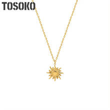 Tosoko colar com pingente de sol, joias de aço inoxidável de corrente de clavícula na moda feminina bsp917 2024 - compre barato