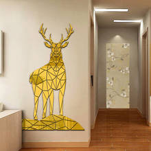 Pegatinas de espejo de pared 3D DIY, Adhesivo acrílico de ciervo grande para sala de estar, dormitorio, calcomanías artísticas decorativas para el hogar, nuevo 2024 - compra barato