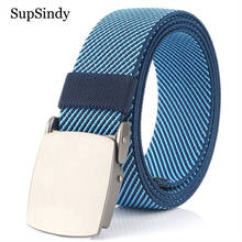 SupSindy Men Stretch elastic nylon canvas belt Fashion Metal automatic buckle jeans belts for women casual waistband male strap 2024 - buy cheap