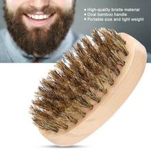 Homens escova de barba macia bigode pente oval alça de bambu barbeiro salão barba ferramenta de moldagem barba ferramenta de limpeza masculino escova de barbear 2024 - compre barato