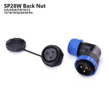 SP28 IP68 Elbow Back Nut waterproof aviation cable connector 2/3/4/5/6/7/9/10/12/14/16/19/22/24/26 Pin Electric angle Plug Socke 2024 - buy cheap