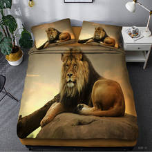 Juego de ropa de cama de animales, edredón 3D con estampado de León y Tigre, funda nórdica, tamaño Queen y King, para dormitorio del hogar 2024 - compra barato